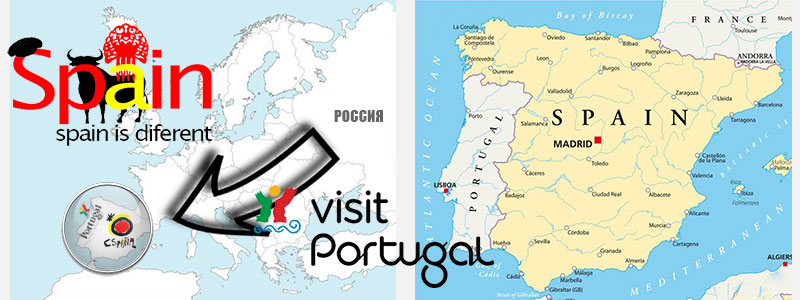 Испания и Португалия на карте